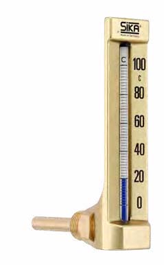 292 B, Casing 150x36mm, Range -30+50°C, liquid, immersion tube length, L1=63xØ10mm, G1/2, brass, Sika thermometer, 90° angle
