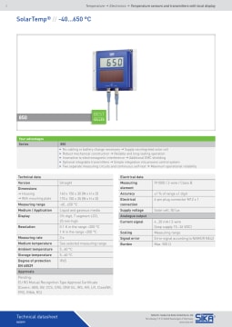 縮略圖的規範表SolarTemp850 datasheet.pdf