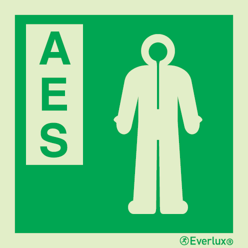 Photoluminescent 1.2mm rigid plastic 200x200mm Anti-exposure suit (AES) IMO sign 