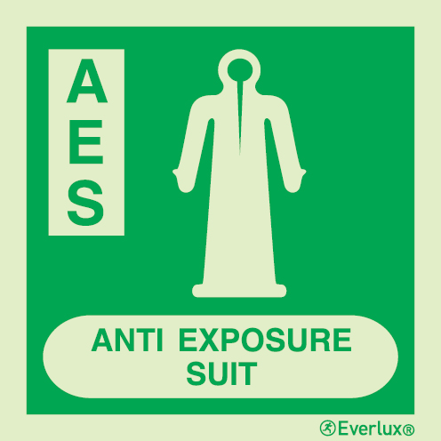 Photoluminescent 1.2mm rigid plastic 300x300mm AES IMO sign with supplementary text 