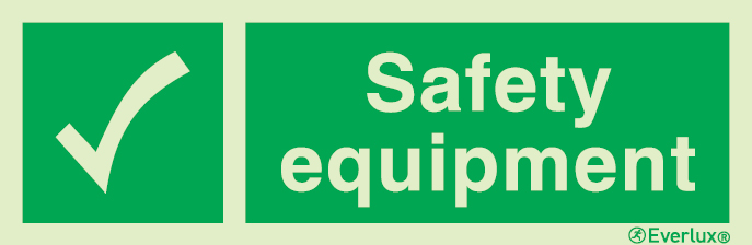 Photoluminescent self-adhesive vinyl 400x150mm Safety equipment with supplementary text