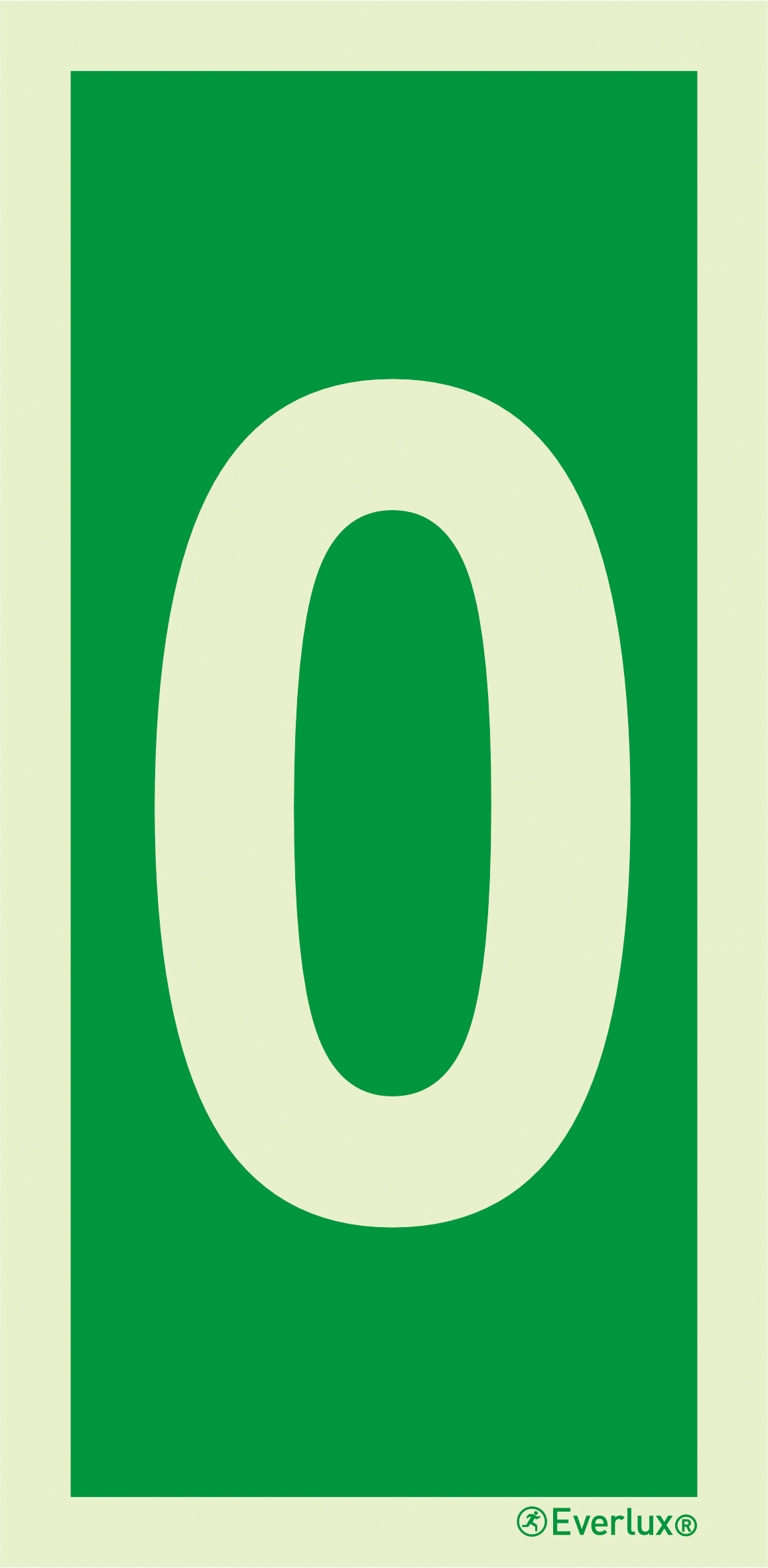 Photoluminescent 1.2mm rigid plastic 100x200mm Number 0 - IMO sign