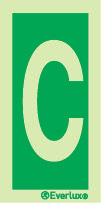 Photoluminescent 1.2mm rigid plastic 100x200mm Letter C - IMO sign