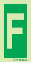 Photoluminescent 1.2mm rigid plastic 100x200mm Letter F - IMO sign
