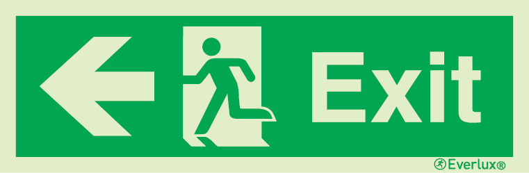 Photoluminescent self-adhesive vinyl 400x150mm Exit sign - progress to the left 