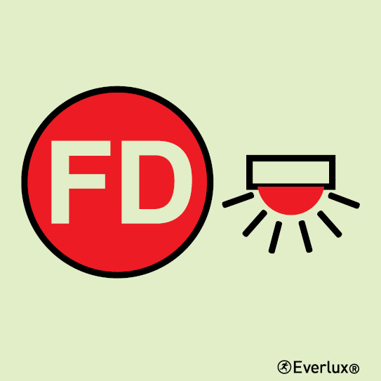 Photoluminescent 1.2mm rigid plastic 200x200mm Space protected by automatic fire alarm