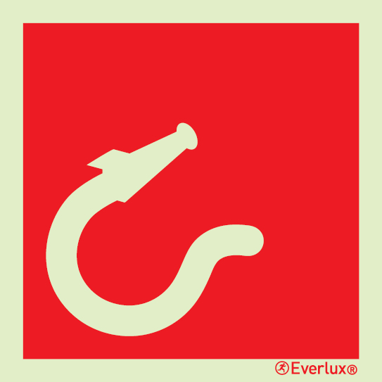 Photoluminescent self-adhesive vinyl 150x150mm Hose box with spray/ jet fire nozzle