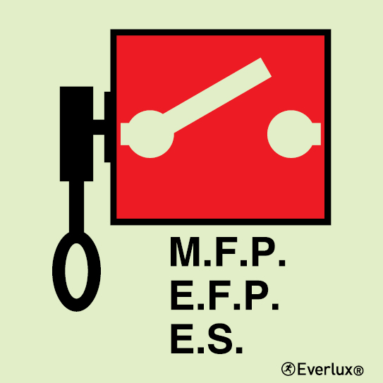 Photoluminescent 1.2mm rigid plastic 200x200mm Remote control fire pumps or emergency switches