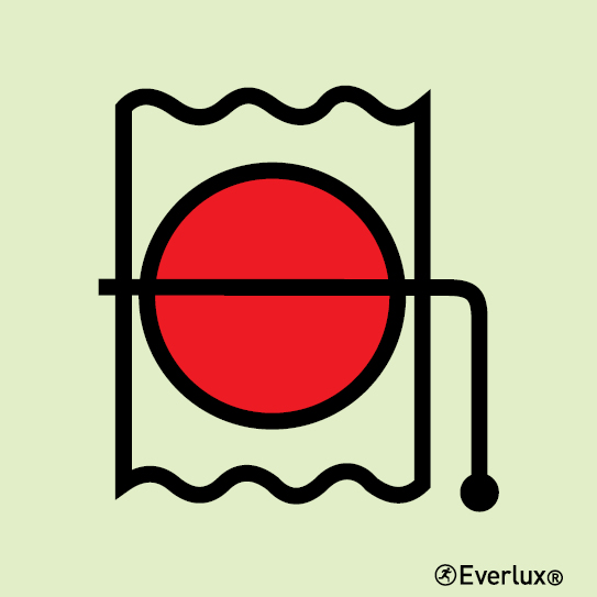 Photoluminescent self-adhesive vinyl 150x150mm Fire damper in vent duct