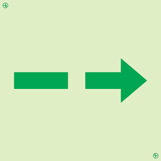 Photoluminescent self-adhesive vinyl 150x150mm Secondary means of escape