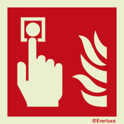 Photoluminescent 1.2mm rigid plastic 300x300mm Fire alarm call point sign