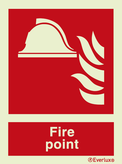 Photoluminescent 1.2mm rigid plastic 300x400mm Fire point sign