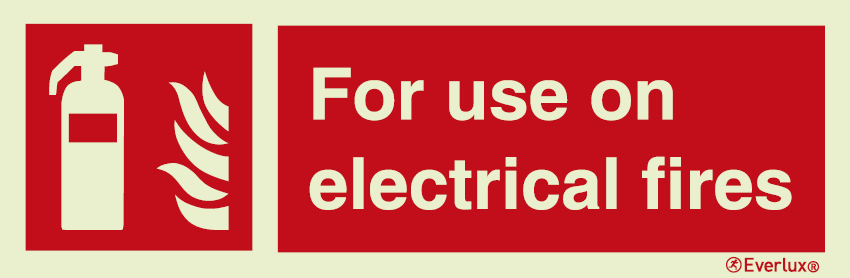 Photoluminescent self-adhesive vinyl 400x120mm For use on electrical fires sign