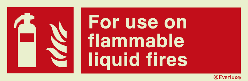 Photoluminescent self-adhesive vinyl 400x120mm For use on flammable liquid fires sign