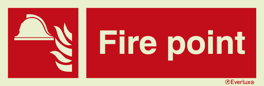 Photoluminescent 1.2mm rigid plastic 300x100mm Fire point sign