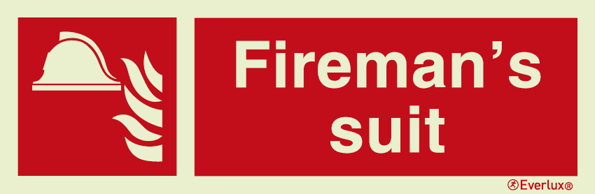 Photoluminescent self-adhesive vinyl 400x120mm Firemans suit sign