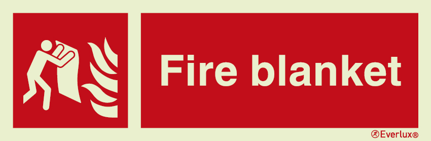 Photoluminescent 1.2mm rigid plastic 400x120mm Fire Blanket