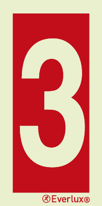 Photoluminescent self-adhesive vinyl 150x300mm Number 3 - sign