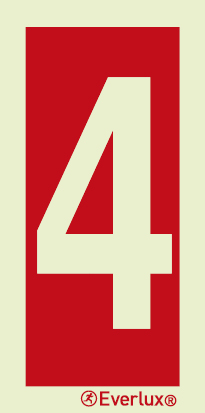 Photoluminescent 1.2mm rigid plastic 100x200mm Number 4 - sign