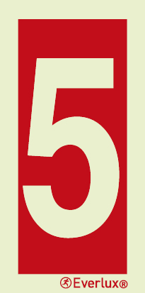 Photoluminescent 1.2mm rigid plastic 75x150mm Number 5 - sign