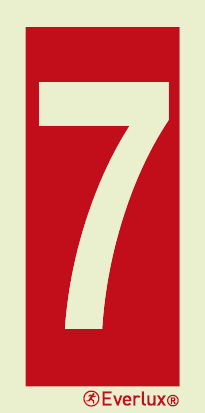 Photoluminescent 1.2mm rigid plastic 75x150mm Number 7 - sign