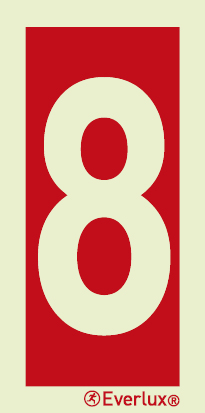 Photoluminescent 1.2mm rigid plastic 150x300mm Number 8 - sign