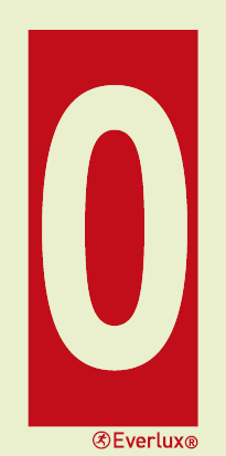 Photoluminescent self-adhesive vinyl 150x300mm Number 0 - sign