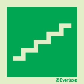 Photoluminescent 1.2mm rigid plastic 83x83mm Staircase (left hand) LLL sign