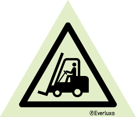 White rigid plastic Base 200mm Forklift trucks and other industrial vehicles warning sign 