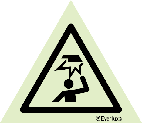 White rigid plastic Base 100mm Overhead obstacle warning sign 