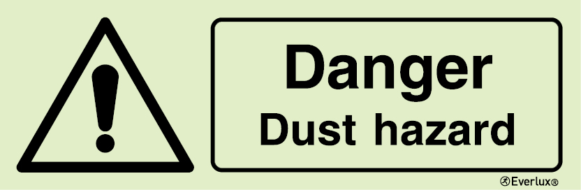 White rigid plastic 300x100mm Danger dust hazard sign 
