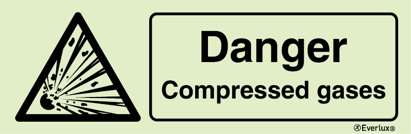 White rigid plastic 300x100mm Danger compressed gases 
