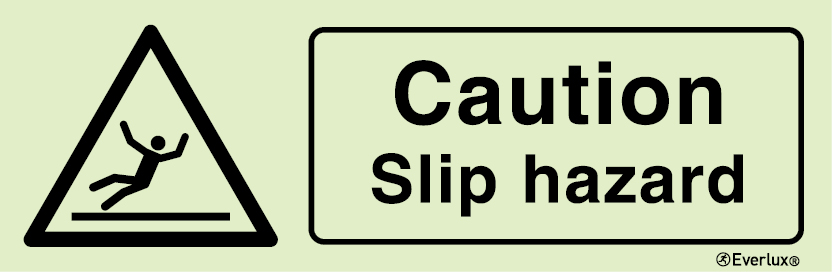 White rigid plastic 400x150mm Caution slip hazard sign 