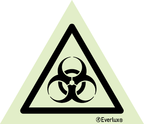 Photoluminescent 1.2mm rigid plastic Base 200mm Warning biological hazard sign