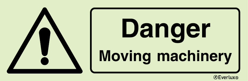 Photoluminescent 1.2mm rigid plastic 300x100mm Danger 115 volts sign 