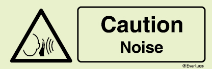 White rigid plastic 300x100mm Caution noise sign 