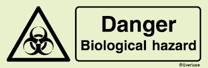 Self-adhesive white vinyl 300x100mm Danger biological hazard sign