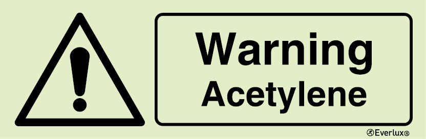 White rigid plastic 300x100mm Warning acetylene sign 
