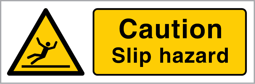 White rigid plastic 300x100mm Caution slip hazard sign 