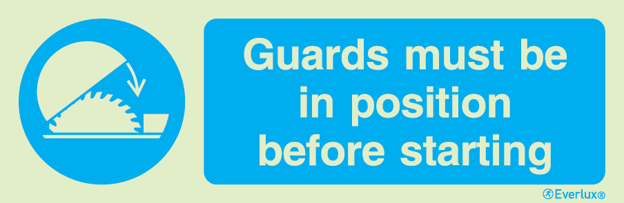Photoluminescent self-adhesive vinyl 400x150mm Guards must be in position before starting sign