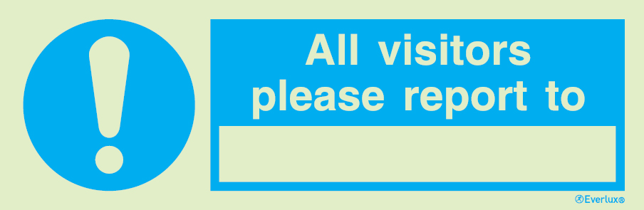 Self-adhesive white vinyl 400x150mm All visitors please report to sign