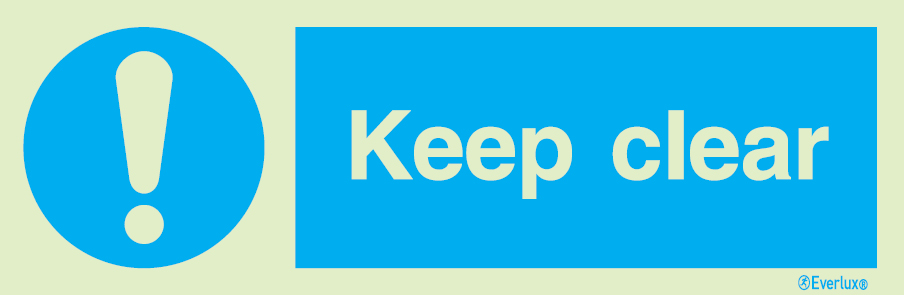 White rigid plastic 300x100mm Keep clear - mandatory sign