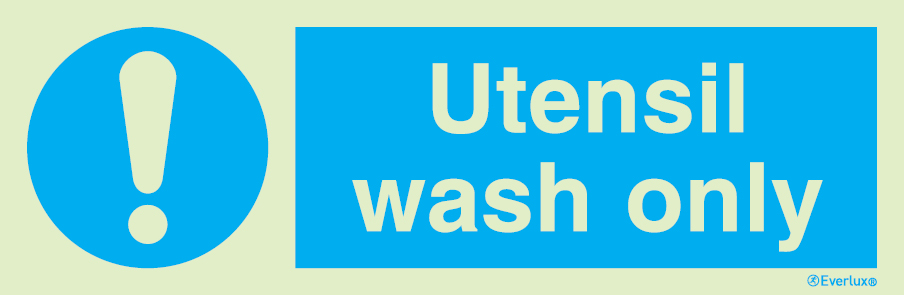 Self-adhesive white vinyl 400x150mm Utensil wash only sign 