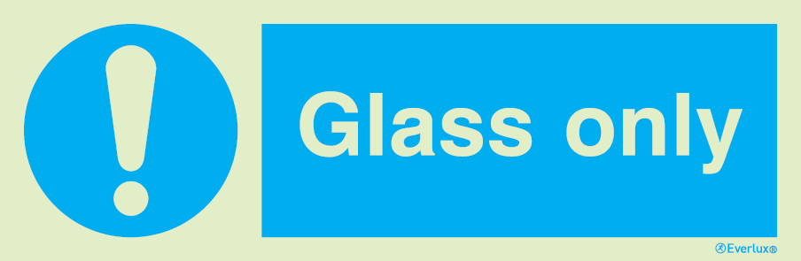 Self-adhesive white vinyl 400x150mm Glass only sign