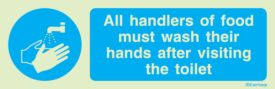 White rigid plastic 300x100mm All handlers of food must wash their hands sign