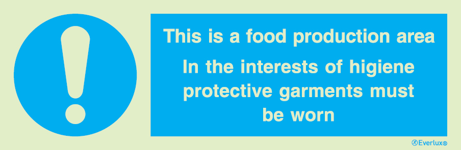 Self-adhesive white vinyl 400x150mm This is a food production area sign