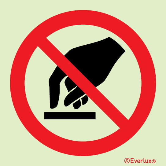 White rigid plastic 200x200mm Do not touch - prohibition sign