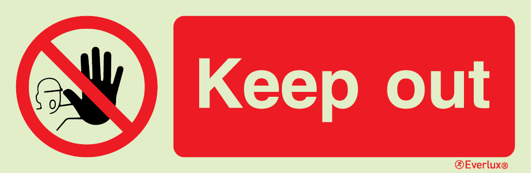 White rigid plastic 300x100mm Keep out sign