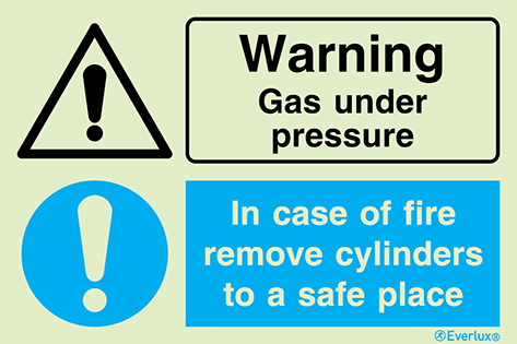 White rigid plastic 300x200mm Warning gas under pressure - warning and mandatory sign