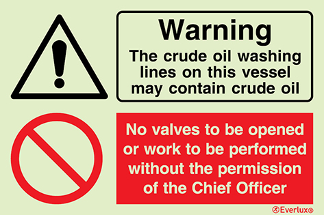 Photoluminescent self-adhesive vinyl 300x200mm Warning crude oil - warning and prohibition sign